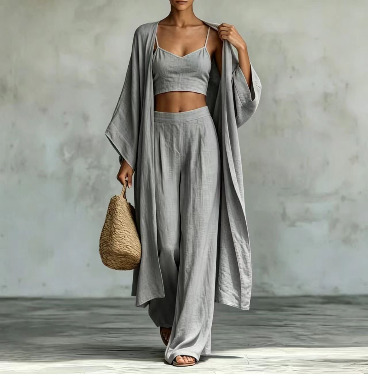 Conjunto tres piezas Nuvara en gris