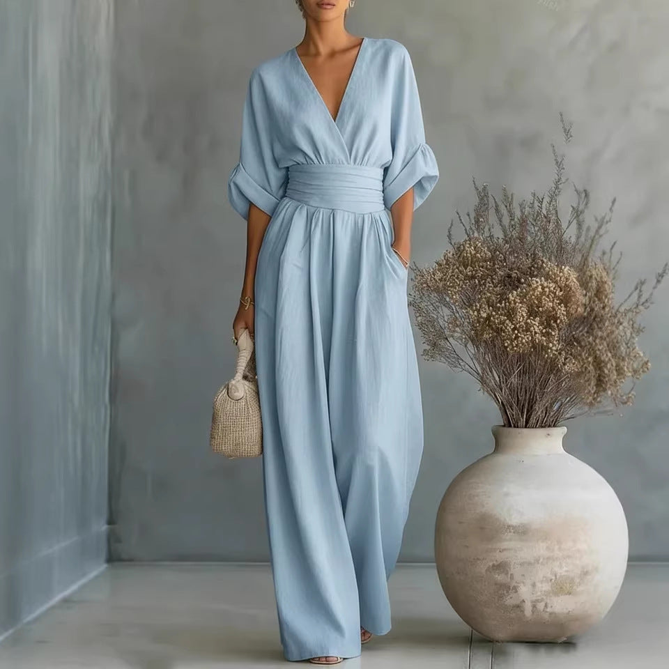 Mono largo elegante Nuvara en azul