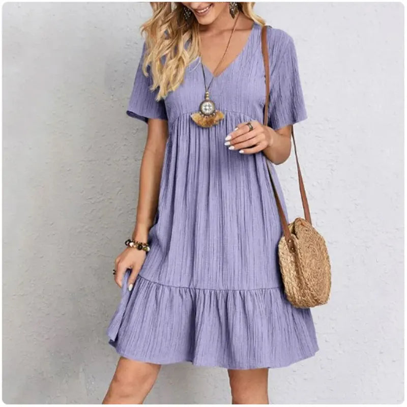 Vestido de volantes con escote en V Nuvara, vista trasera