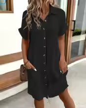 Vestido de manga corta elegante y sencillo para mujer