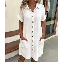 Vestido de manga corta elegante y sencillo para mujer