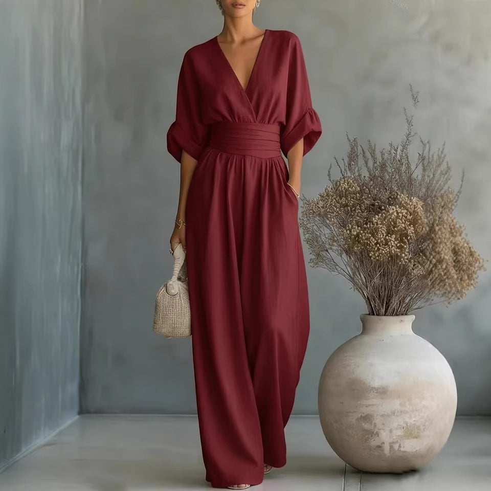 Mono largo elegante Nuvara en rojo