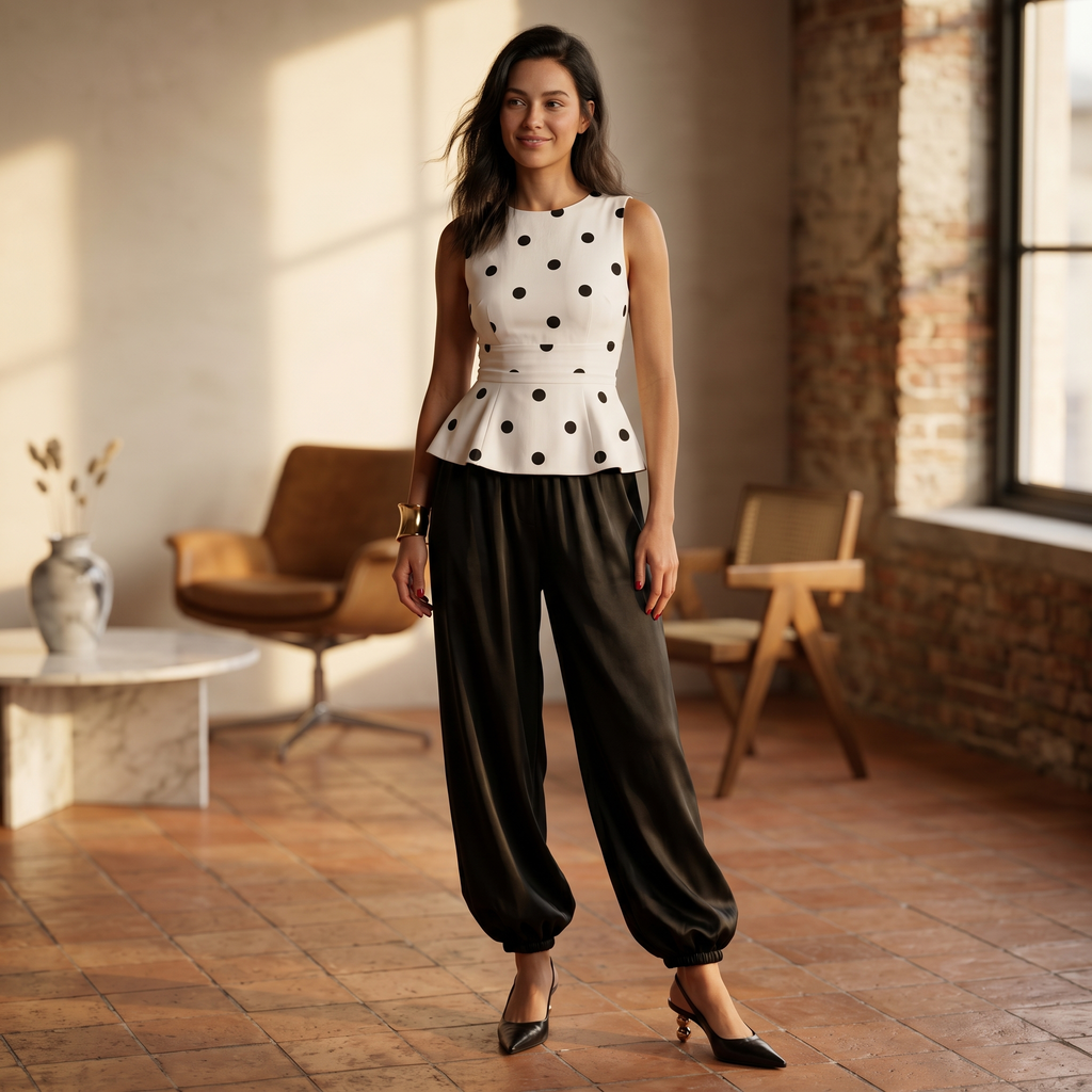 Pantalón holgado Nuvara en negro