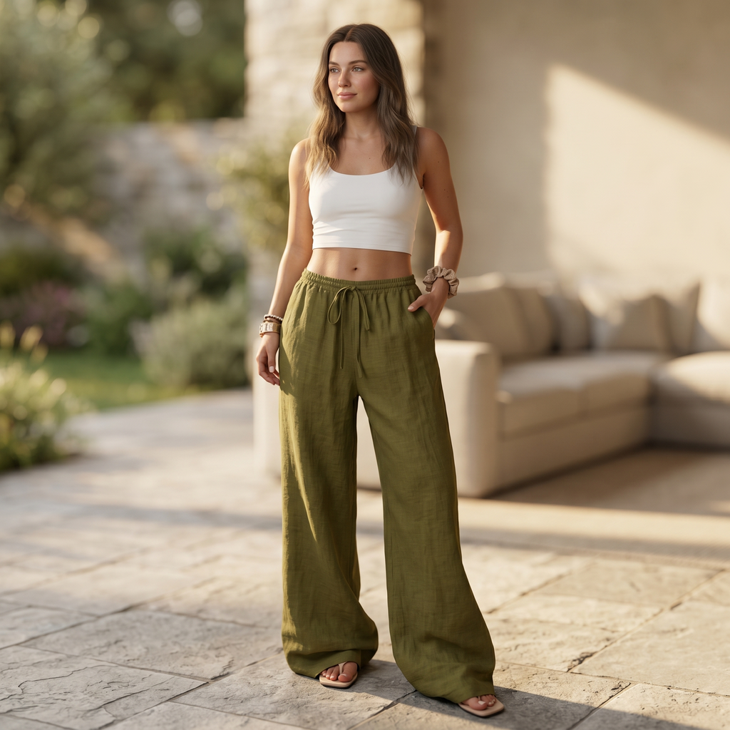 Pantalón de pierna ancha Nuvara en verde