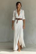 Alma · Vestido Camisero Largo — Blanco — editorial