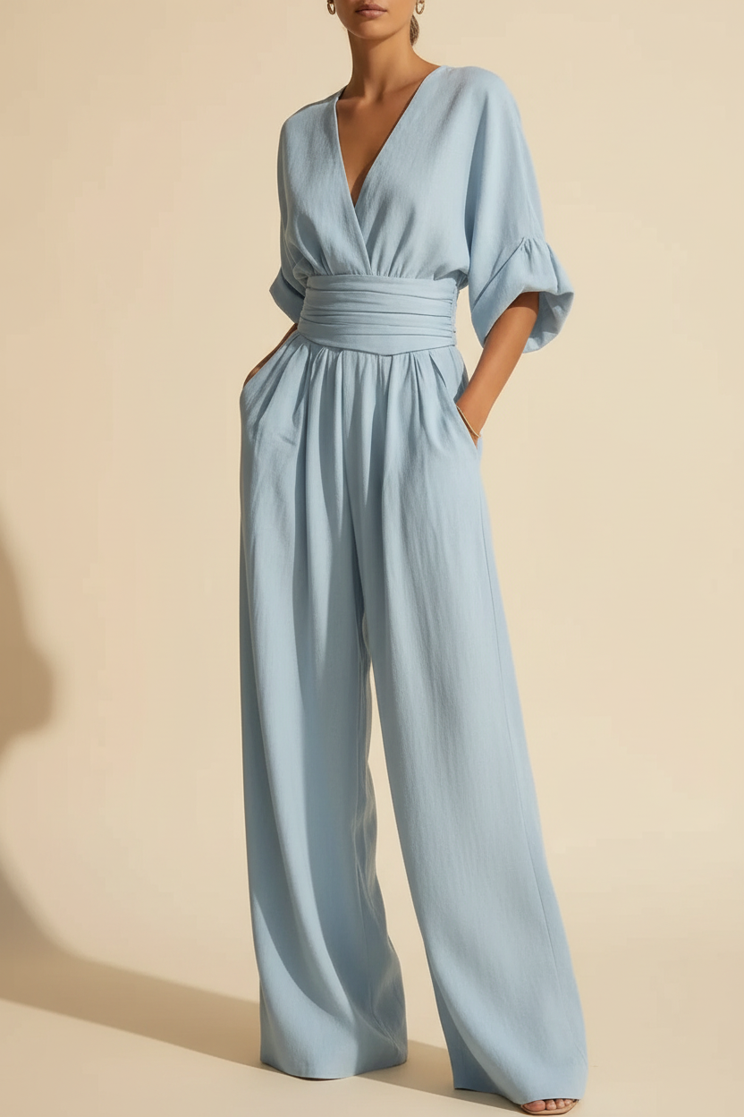 Náyade · Mono Largo de Escote en V — Azul — editorial