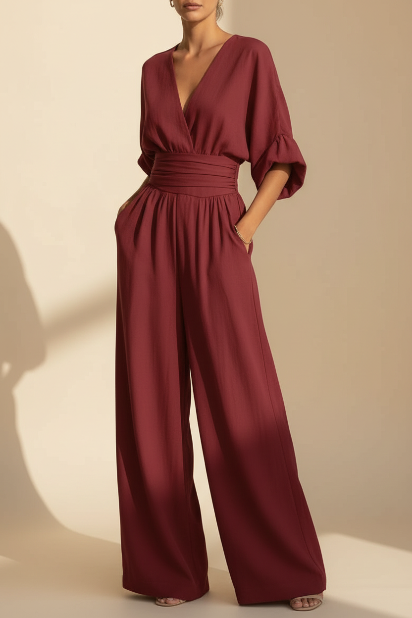 Náyade · Mono Largo de Escote en V — Rojo — editorial