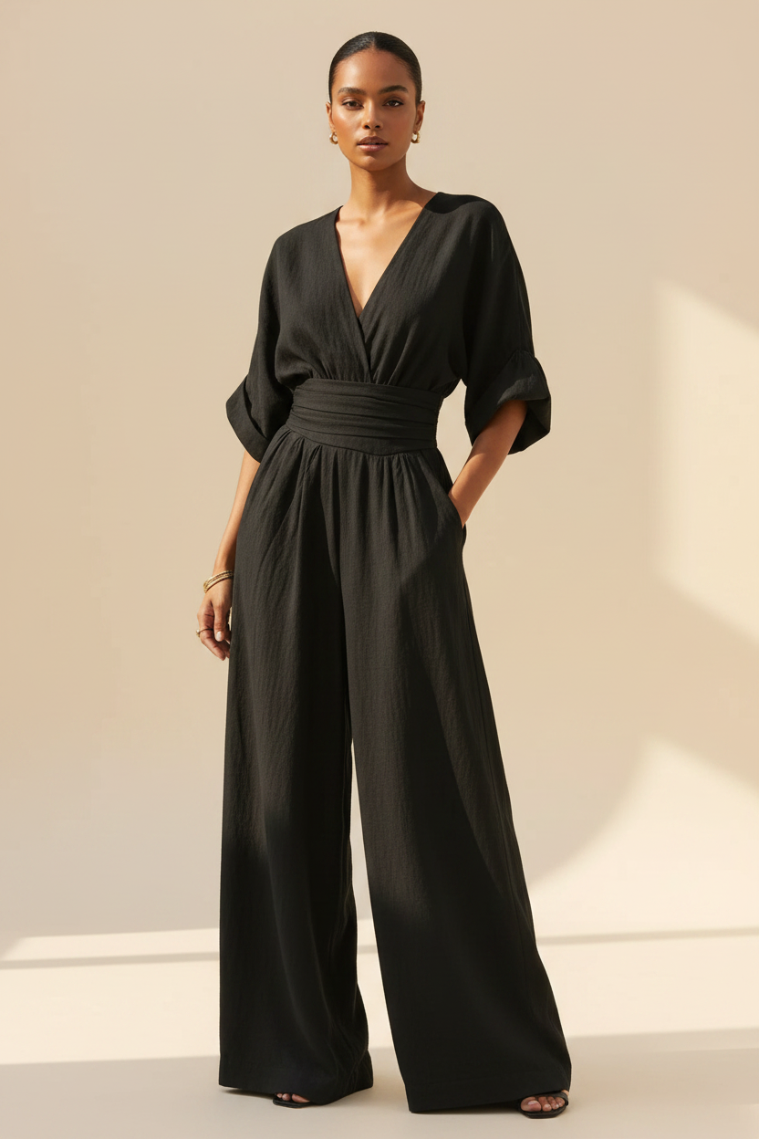 Náyade · Mono Largo de Escote en V — Negro — editorial