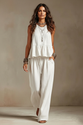 Brisa · Conjunto Top de Volante y Palazzo — Blanco — editorial