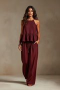 Brisa · Conjunto Top de Volante y Palazzo — Rojo — editorial