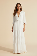 Ondina · Vestido Largo con Volantes — Blanco — editorial