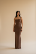 Gala · Vestido Largo de Fiesta — Marrón — editorial