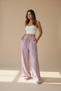 Nilo · Pantalón Palazzo de Tiro Alto — Rosa — editorial