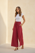 Vera · Pantalón de Tiro Alto y Pierna Ancha — Rojo — editorial