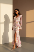 Vestido largo floral elegante Nuvara, vista frontal